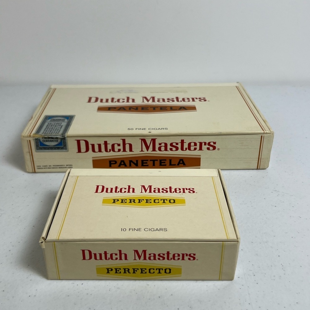 Lot of 2 Dutch Masters Empty Cigar Boxes VTG Panetela & Perfecto Mini Box
